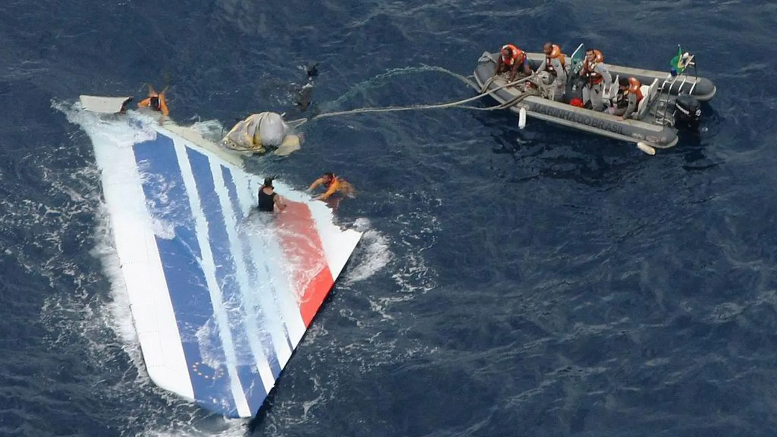 Getty Images Plane wreckage floating in the sea