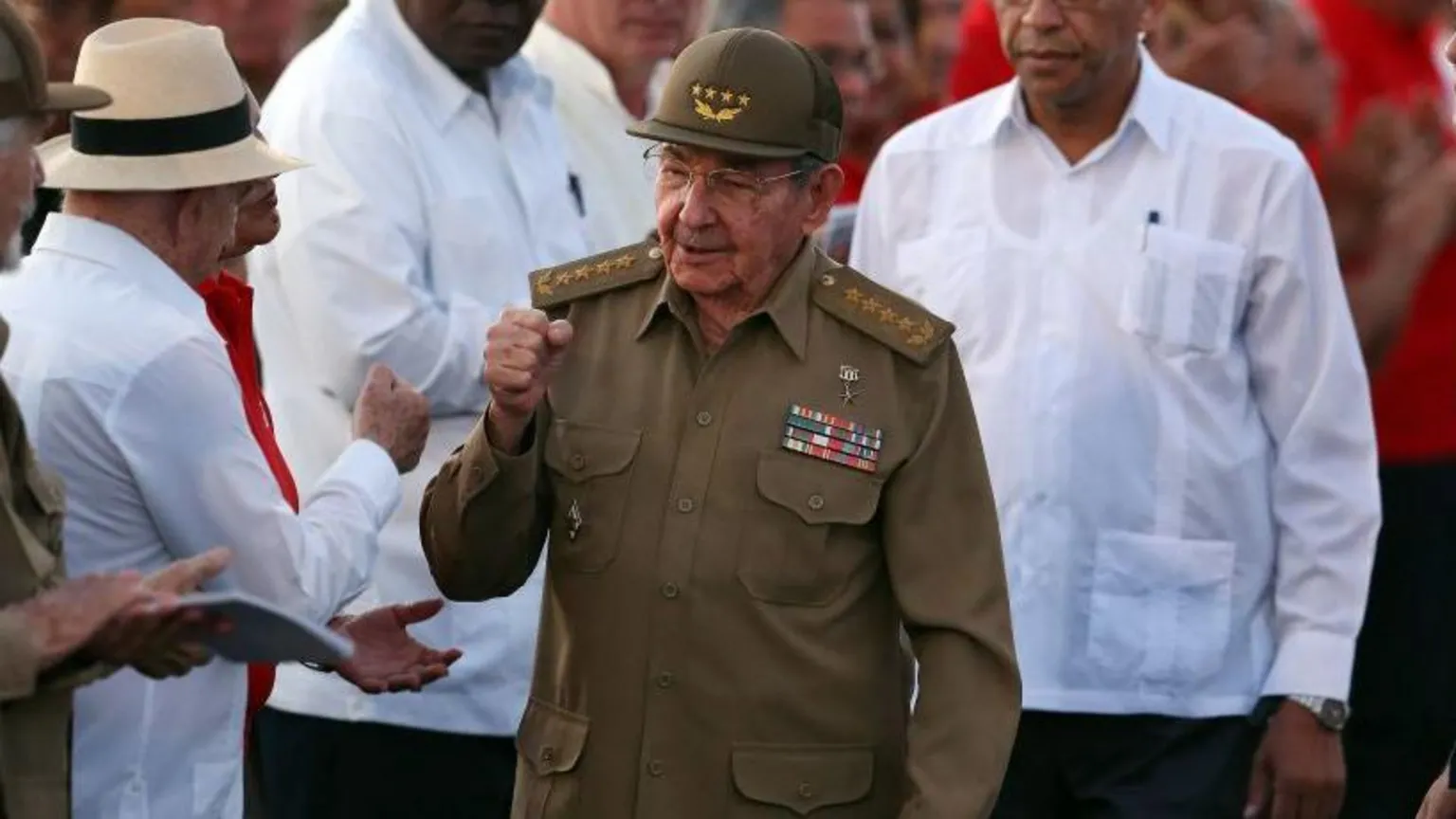 Getty Images Raul Castro greeting crowds in 2017