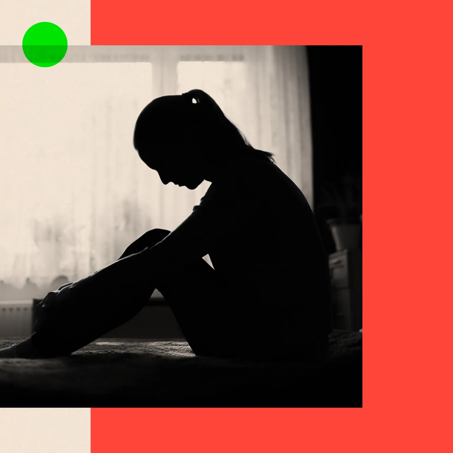 BBC Montage image showing a stock photograph of the profile of a girl pictured in silhouette sitting on a bed with her head bowed. Behind her light is shining through a window with net curtains.